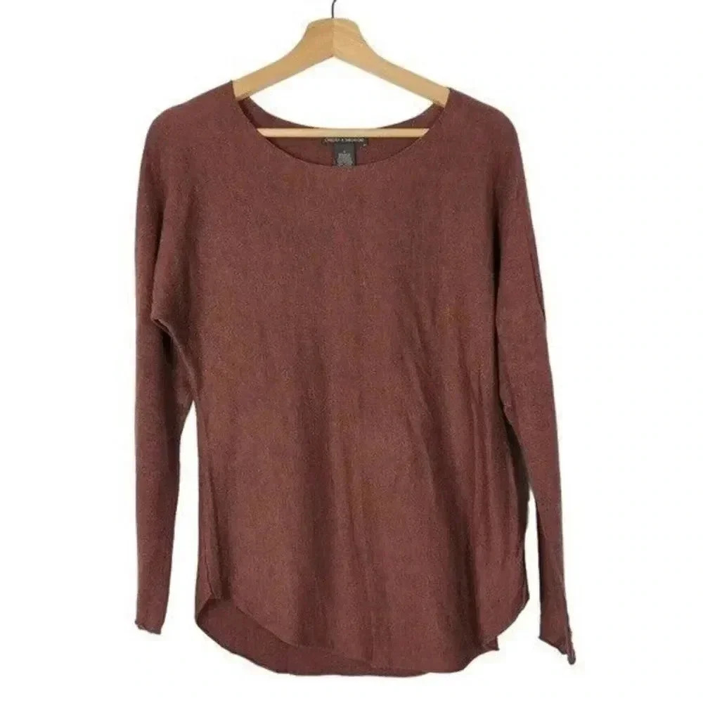 Chelsea & Theodore Red Knit Long Sleeve Blouse S